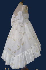 [Feather Snowflake Embroidery] Print Sleeveless Ruffle Bowknot Sweet Lolita Jsk Dress 3 Colors - Product - 14