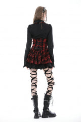 Black Turn-down Collar Ruffled Long Sleeves Women's Gothic Blouse - Product - 4