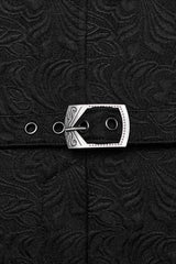 Black Lapel Collar Jacquard Slim Men's Gothic Vest - Product - 10