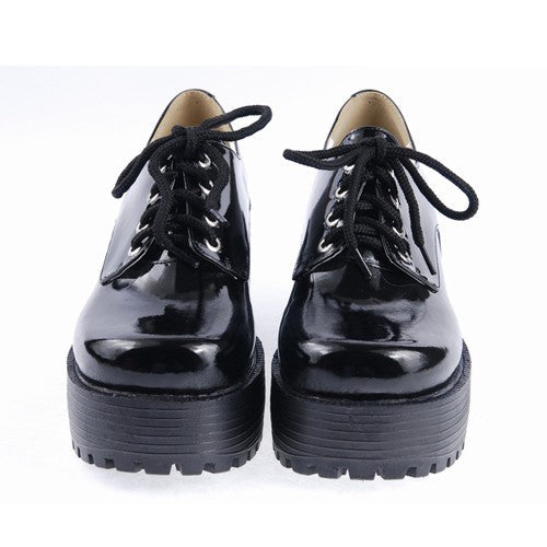 Black Round Toe Army Style Platform Classic Lolita Shoes - Product - 3