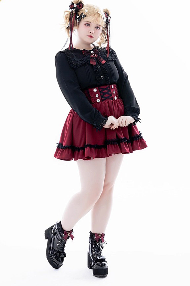 Sweet Ruffle Lace Lace-Up Japanese Jirai Kei Skirt 4 Colors - Product - 15