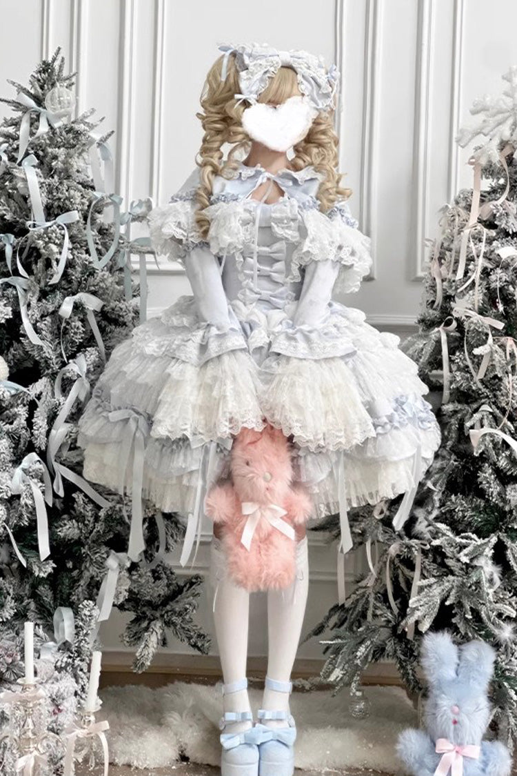 [Girl Doll] Multi-Layered Ruffle Bowknot Lace Sweet Princess Lolita Jsk Dress - Product - 5
