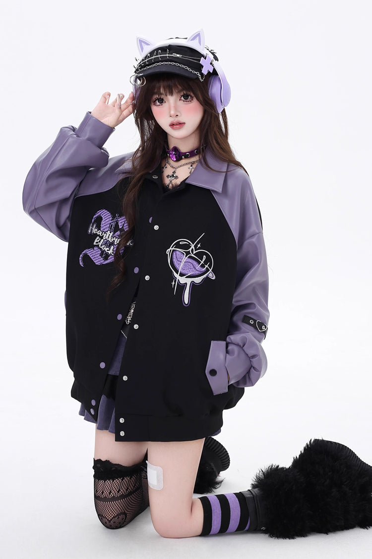 Long Sleeves Embroidery Stitching Gothic Japanese Jirai Kei Coat 2 Colors - Product - 8