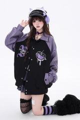 Long Sleeves Embroidery Stitching Gothic Japanese Jirai Kei Coat 2 Colors - Product - 8