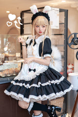 Sweet Maid Short Sleeves Double-Layered Ruffle Bowknot Lolita Dress 2 Colors - Product - 2