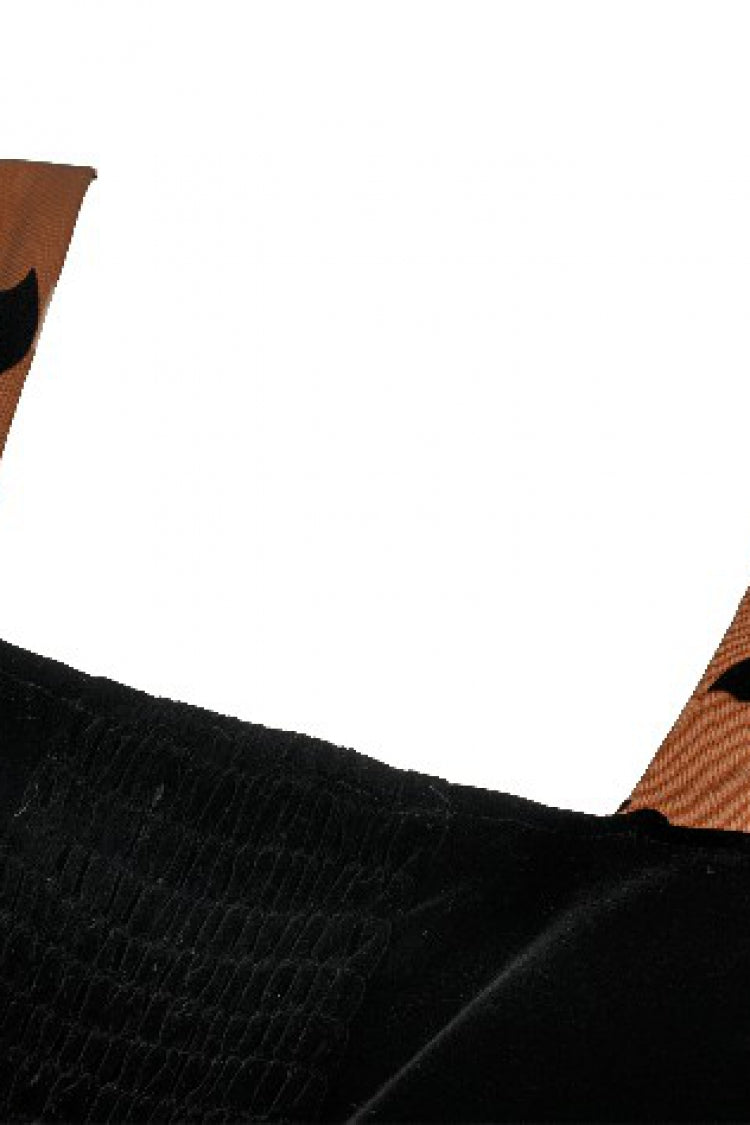 Black/Orange Square Collar Long Sleeves Bat Printed Lace-Up Women's Gothic Pumpkin Halloween Dress - Product - 14