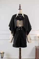 Black Night Raven Magic Ouji Prince Handsome Lolita Shirt Bib Shorts Set - Product - 3