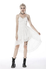 White Floral Lace Lace-Up Women's Steampunk Slip Cocktail Dress - White - 1