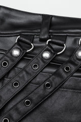 Black Mesh Buckle Strap Men's Punk Pants - Product - 9