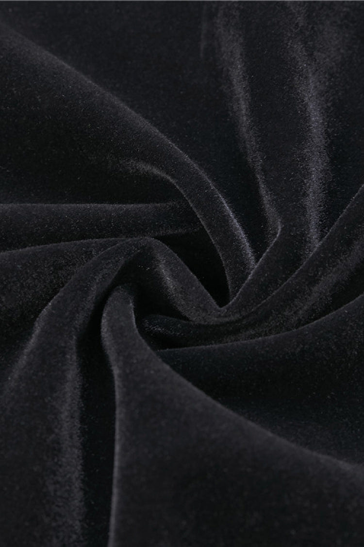 Black Lace Stand Collar Multi-Layered Long Trumpet Sleeves Rosette Velour Women's Gothic Bolero - Product - 19