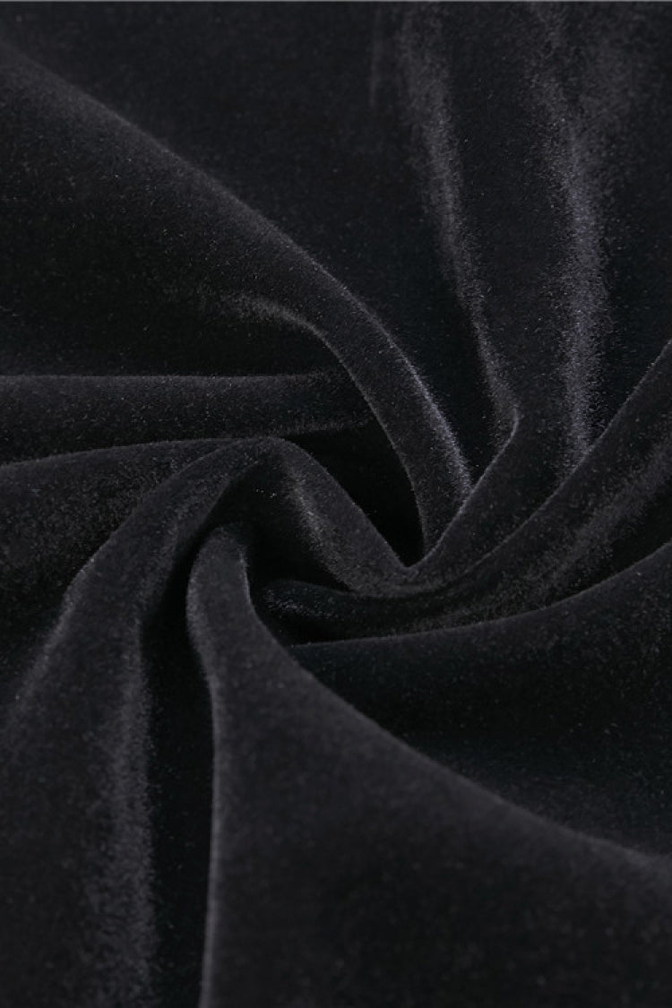 Black Lace Stand Collar Multi-Layered Long Trumpet Sleeves Rosette Velour Women's Gothic Bolero - Product - 19