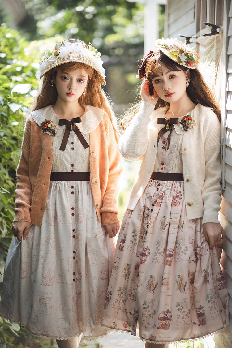 Forest Illustrated Book Long Lantern Sleeves Print Ruffle Sweet Lolita OP Dress 3 Colors - Product - 10