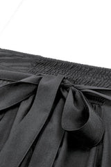 Black Embroidered Lace Trim Pleated Women's Gothic Maxi Skirt - Product - 12