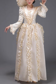 French Court Long Sleeves Classic Elegant Princess Victorian Dress 3 Colors - Champagne - 1