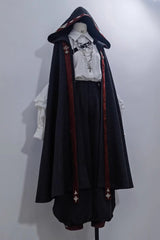 Black [Sacred Vow] Print Hooded Vintage Elegant Prince Handsome Ouji Lolita Cloak - Product - 12