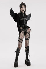 Artificial Leather Stitching Women's Steampunk Feather Wing Harness 2 Colors - Product - 3