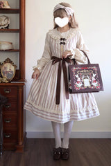 Forest Atlas Striped Print Bowknot Sweet Lolita Jumper Dress 3 Colors - Product - 13
