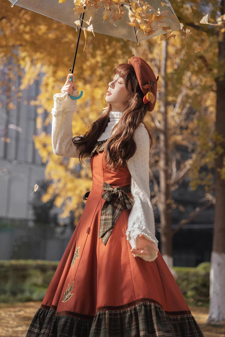 [Autumn Chronicles] Sleeveless Printed Ruffled Embroidered Spliced Slim Sweet Lolita Jsk Dress - Product - 8