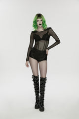 Black Low Waisted Cut-Out Irregular Eyelet Women's Punk Shorts - Product - 8