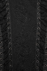 Black Round Collar Long Sleeves Jacquard Symmetrical Rope Mens Gothic T-Shirt - Product - 6