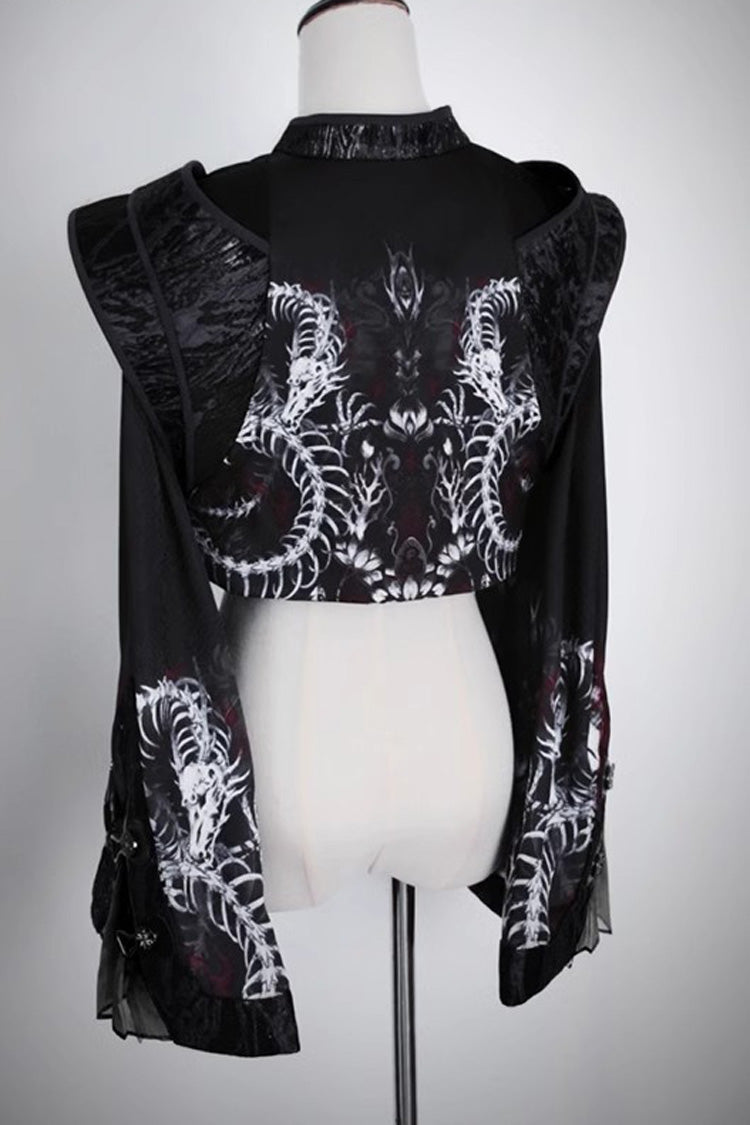 [Bone Dragon] Long Sleeves Print Ouji Fashion Classic Lolita Coat 2 Colors - Product - 7