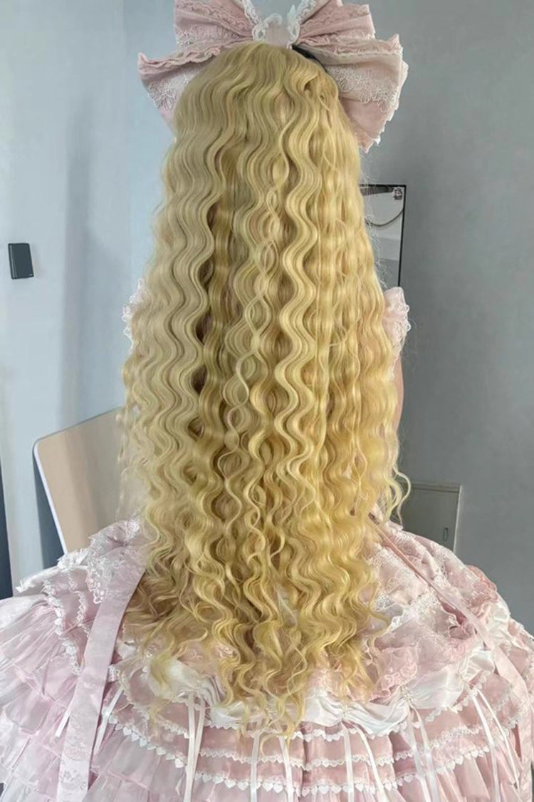 Light Gold Roman Ringlet Curls Long Wig with Blunt Bangs Sweet Lolita Style - Product - 3