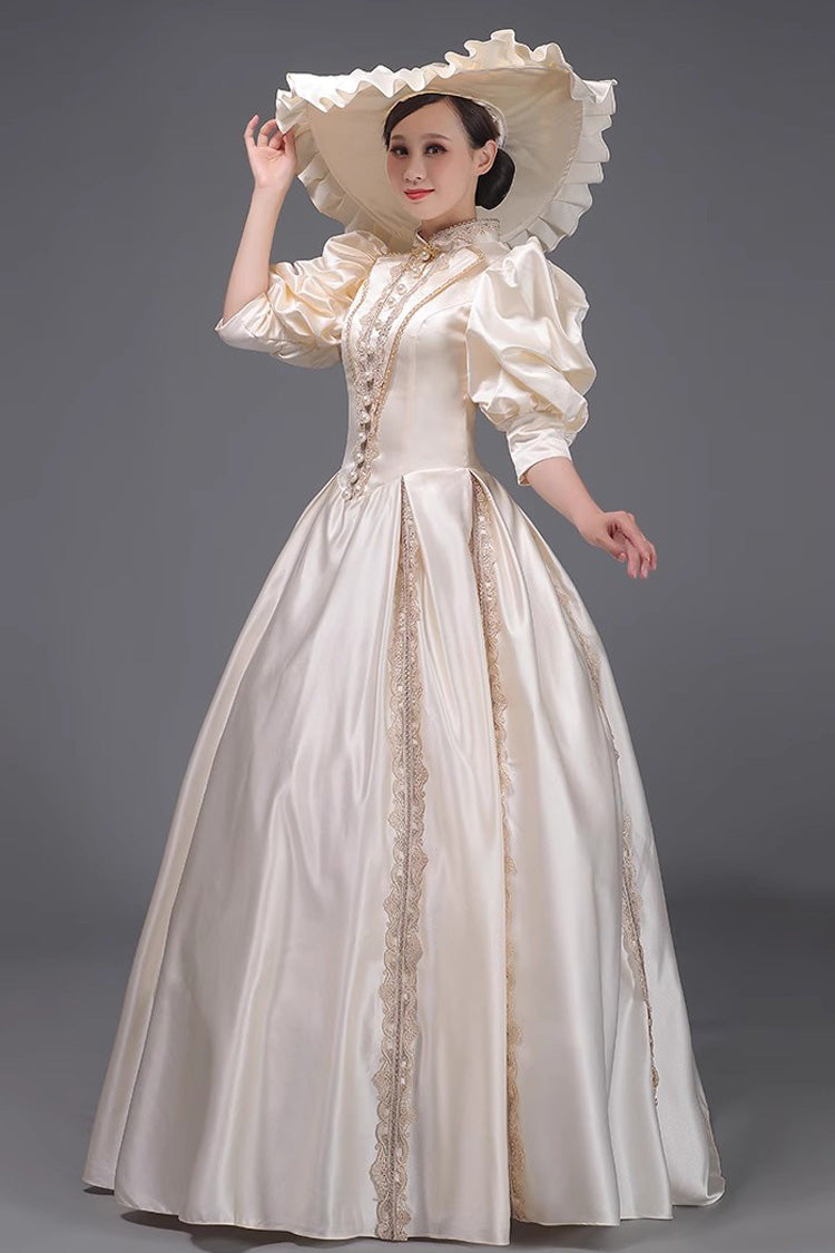 Champagne European Court Short Sleeves Sweet Vintage Princess Victorian Dress - Product - 5