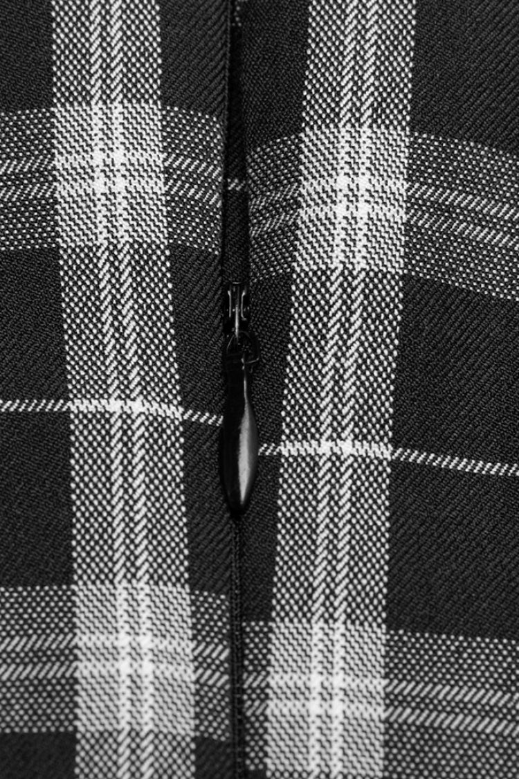 Plaid Print High Waisted Women's Punk Strap Dress 2 Colors - Product - 7