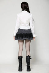 White Turn-down Collar Ruffled Long Sleeves Women's Gothic Blouse - Product - 4