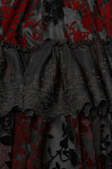 Short Puff Sleeves Print Ruffle Lace Women's Gothic Dress 2 Colors - Product - 16