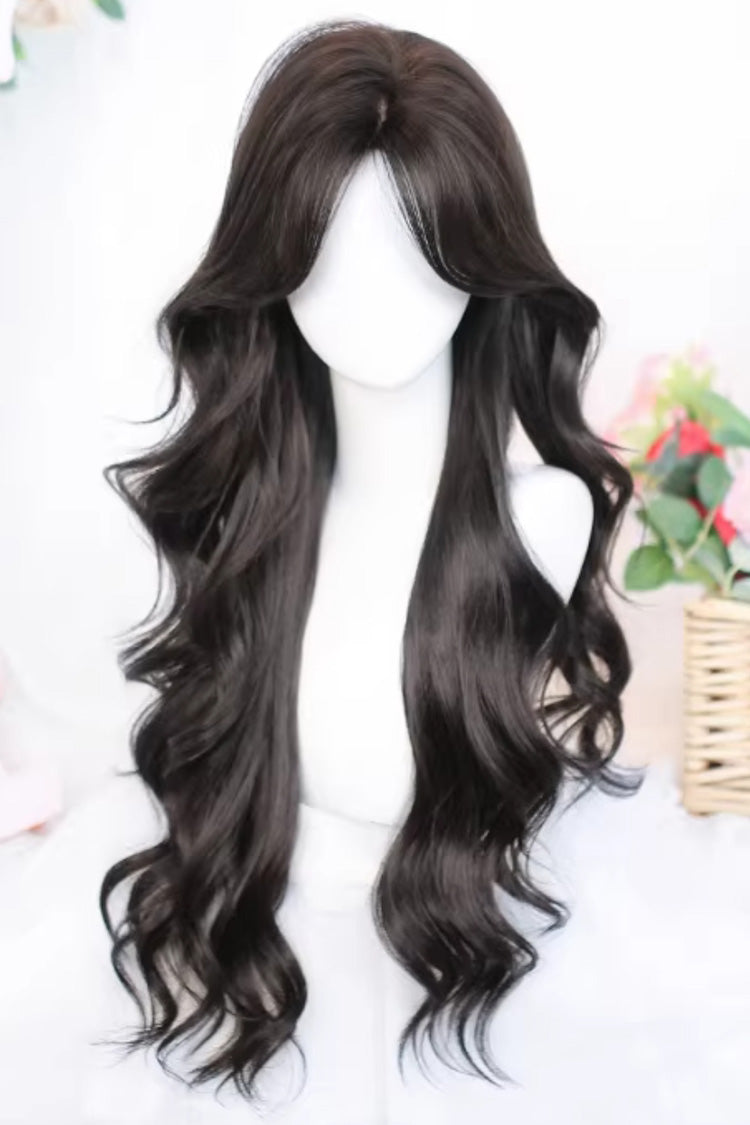 Black Tea Brown Big Wavy Long Hair Versatile Sweet Lolita Wig - Black-Tea-Brown - 1