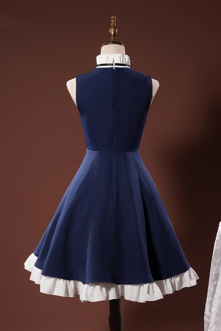 Blue/White [Arknights Amiya] Ruffle Bowknot Classic Cosplay Lolita Dress Set - Product - 5