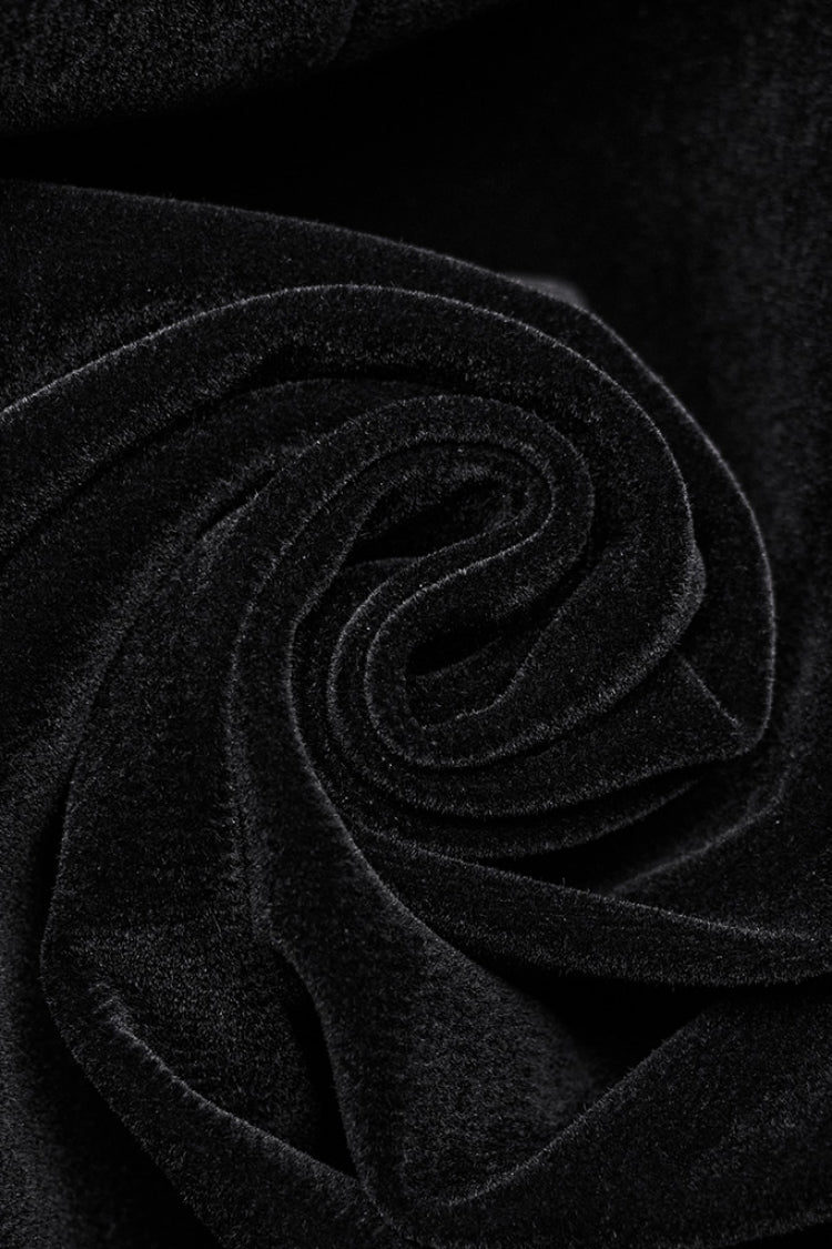 Black Long Puff Sleeves Floral Embroidery Women's Gothic Coat - Product - 5