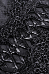Black Ruffled Floral Embroidered Lace-Up Women's Gothic Corset - Product - 12