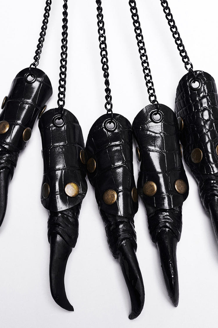 Black Faux Leather Stitching Dragon Claw Finger Women's Steampunk Gloves - Product - 6