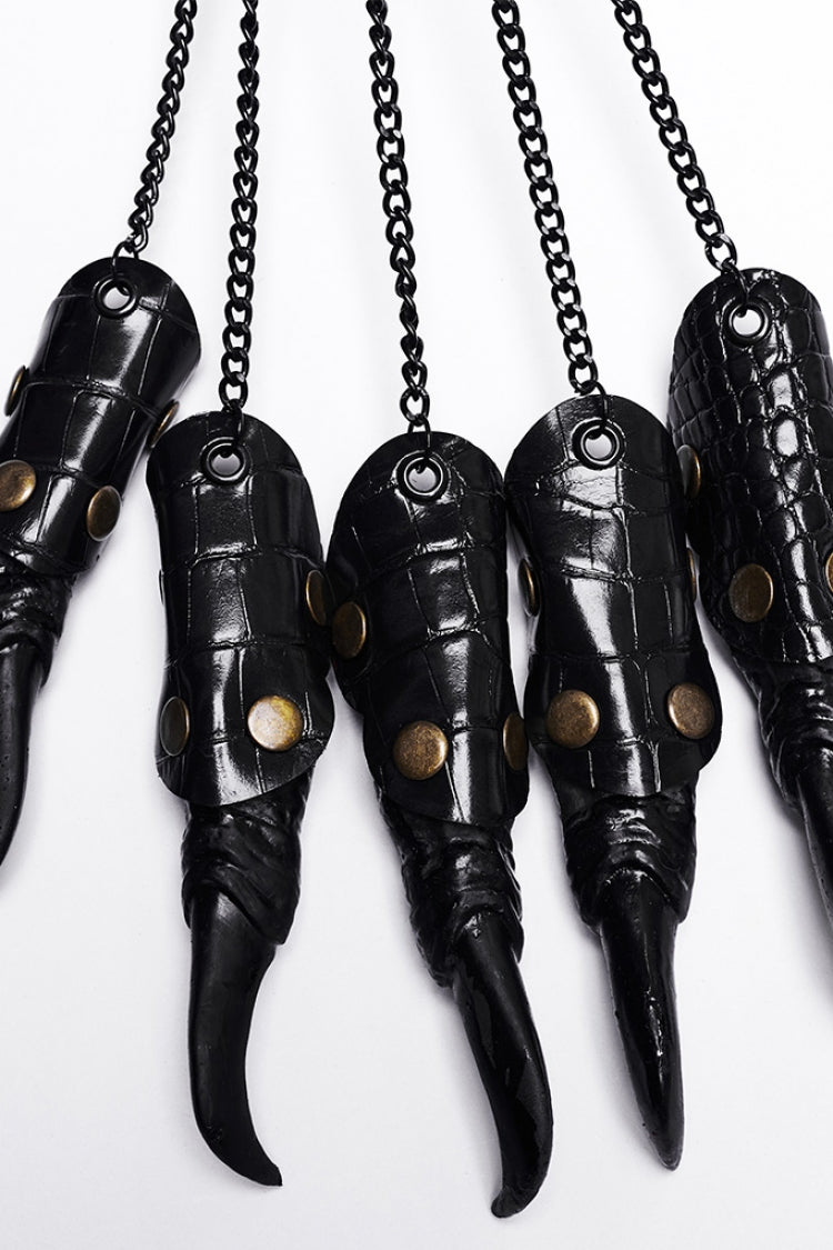 Black Faux Leather Stitching Dragon Claw Finger Women's Steampunk Gloves - Product - 6