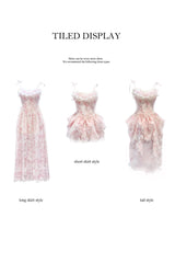 Pink [Sakura Trio] Sleeveless Double-Layered Ruffle Bowknot Lace Sweet Princess Lolita Jsk Dress - Product - 4