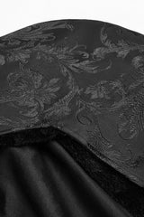Black Jacquard Stand Collar Stitching Metal Retro Buckle Mens Gothic Cloak - Product - 7