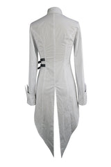 White Cotton Long Swallowtail Womens Punk Blouse - Product - 7