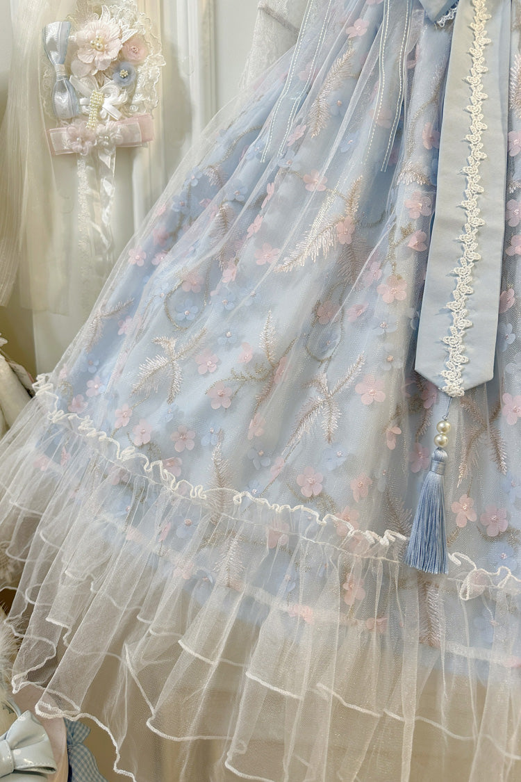 Sweet Sleeveless Ruffle Embroidery Bowknot Lace Chinese Style Lolita Jsk Dress 2 Colors - Product - 6