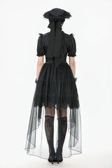 Black Short Puff Sleeves High/low Multi-Layered Women's Gothic Chiffon Dress Wedding Dress - Product - 4