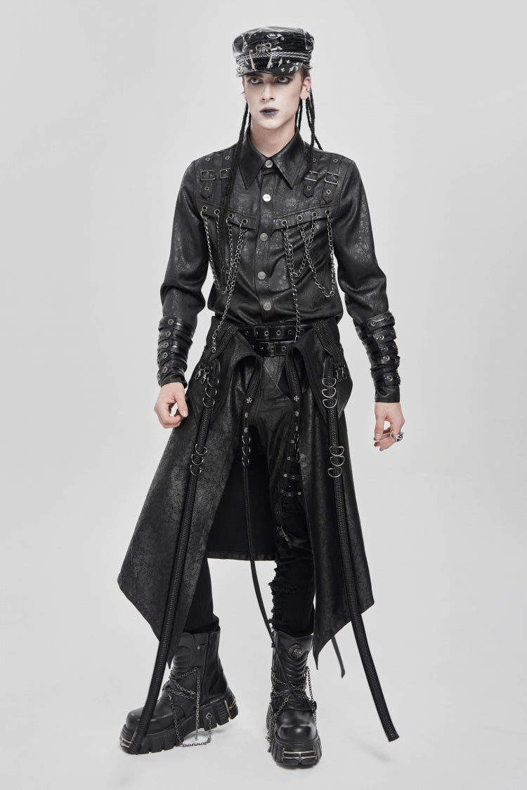 Black D-ring Buckle Zipper Men's Punk Skirt - Product - 6