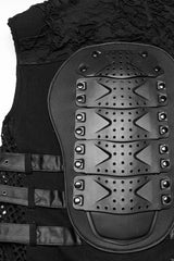 Black Stitching Mesh Rivet Buckle Men's Punk Vest - Product - 6