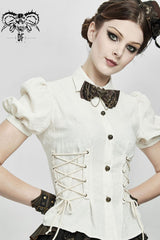 Brown Adjustable Crackled Metal Women's Gothic Decorative Bow Tie - Product - 4