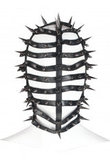 Black Cross Rivet Metal Cone Men's Steampunk Mask - Black - 1