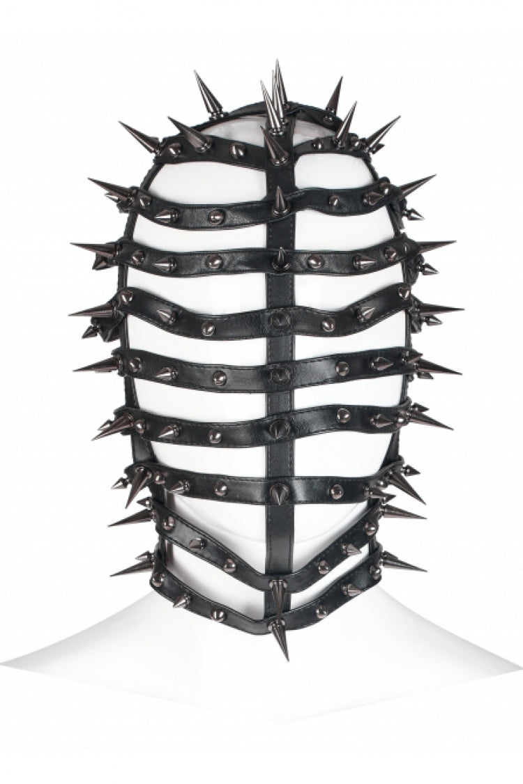 Black Cross Rivet Metal Cone Men's Steampunk Mask - Black - 1