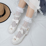 Bowknot White Frills Sweet Lolita High Heel Shoes - Product - 16