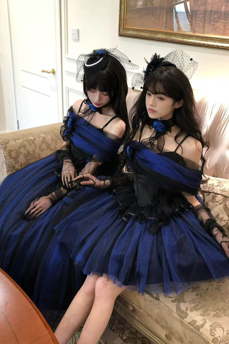 Klein Blue [Echo of Diana] Off Shoulder Ruffled Lace Gothic Lolita Dress - Product - 22