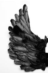 Black Lace Faux Feather Wing Women's Gothic Headwear - Product - 6