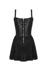 Black Cross Spider Mesh Buckled Zippered Women's Punk Slip Dress - Product - 14
